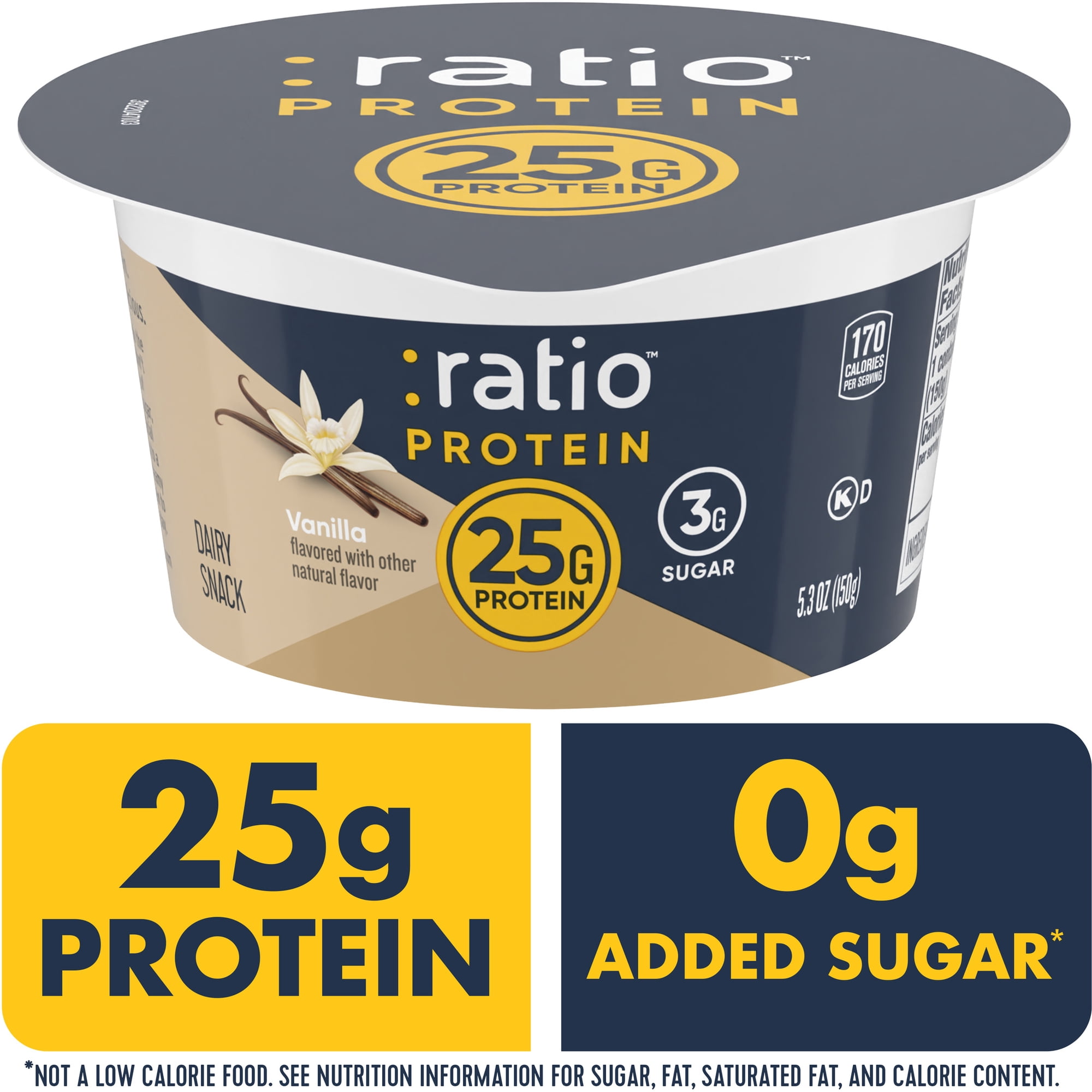Ratio Yogurt Protein Cultured Dairy Snack, Vanilla, 25g Protein, 5.3 OZ