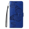 thumbnail image 2 of SaniMore for Google Pixel 7A Case, 3D Butterfly Embossed Magnetic Wallet Case for Girls Women, PU Leather TPU Interior Flip Kickstand Card Holder + Wrist Strap for Google Pixel 7A, Blue, 2 of 6