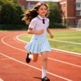 thumbnail image 5 of School Uniform Skirts Solid Bow Embroidery Pleated Mini Skirt High Waist Tennis Skirts, 5 of 5