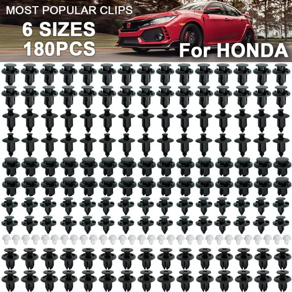 XUKEY 180Pcs for Honda Civic Accord Trim Panel Clips Bumper Fender Fastener Push Rivets Plastic