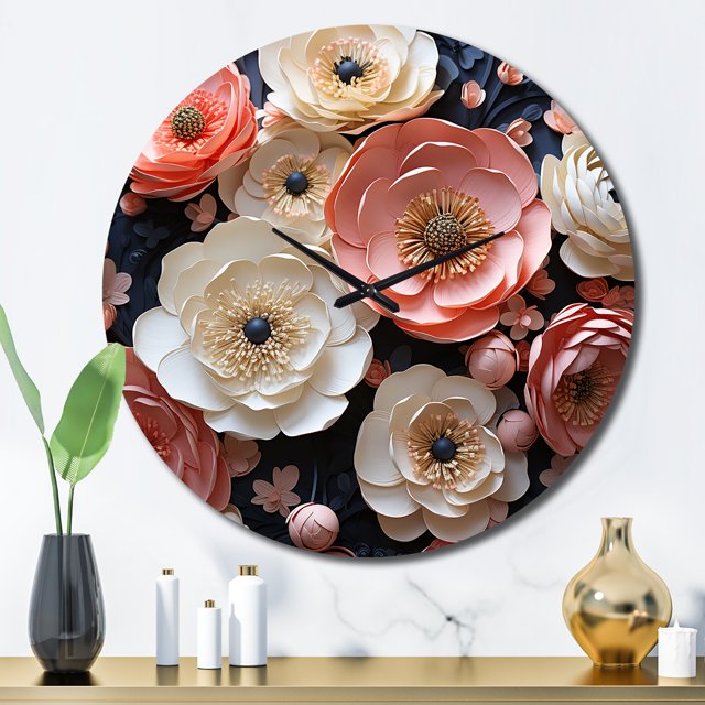 Designart "Enchanting Ranunculus Flowers II" Floral Oversized Wall Clock