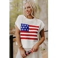 thumbnail image 2 of Casual Women's White Flag Sweater Top – 100% Acrylic Short Sleeve Round Neck for Summer & Daily Style, M, 2 of 5