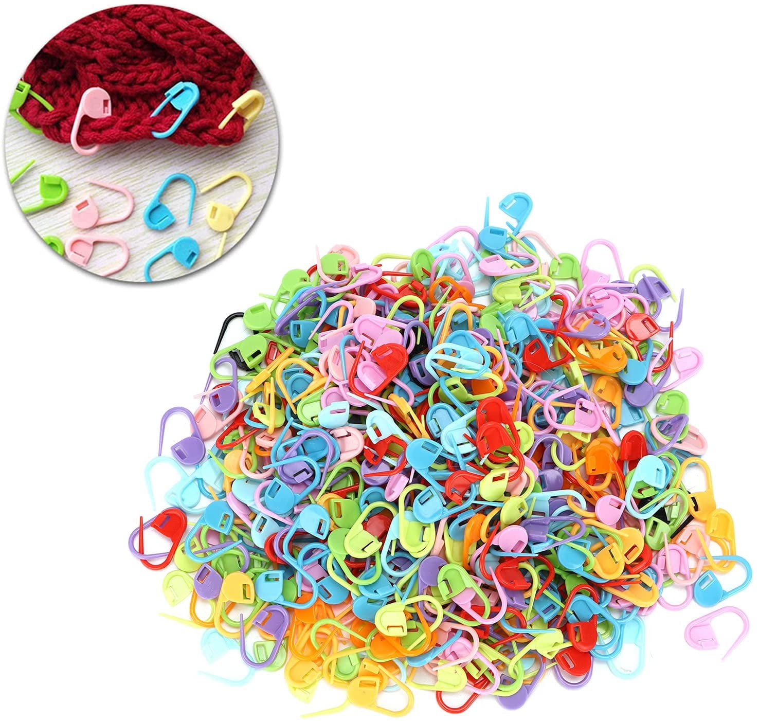 600 Pcs Colorful Plastic Safety Pins - Knitting Stitch Markers & Craft Clips Multi-Pack
