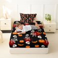 thumbnail image 3 of Manfei Cartoon Halloween Twin Fitted Sheet,Spooky Skull Bedding,2 Pieces,1 Fitted Sheet and 1 Pillowcase, 3 of 6