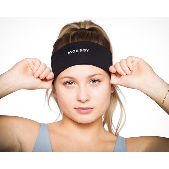 Massov Unisex Wide Headband, Head Wrap, Black, for Men and Women