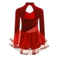 thumbnail image 4 of Miutii Girls Long Sleeve Ballerina Dancewear Ballet Dance Dress Sequin Tutu Skirted Leotard Red 14, 4 of 6