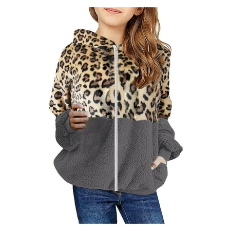 

Children Girls Hooded Sweatshirt Coat Winter Warm Wool Zipper Pockets Cotton Coat Outwear Kids Clothes Junior Medium Tops Inner Tops for Blazers