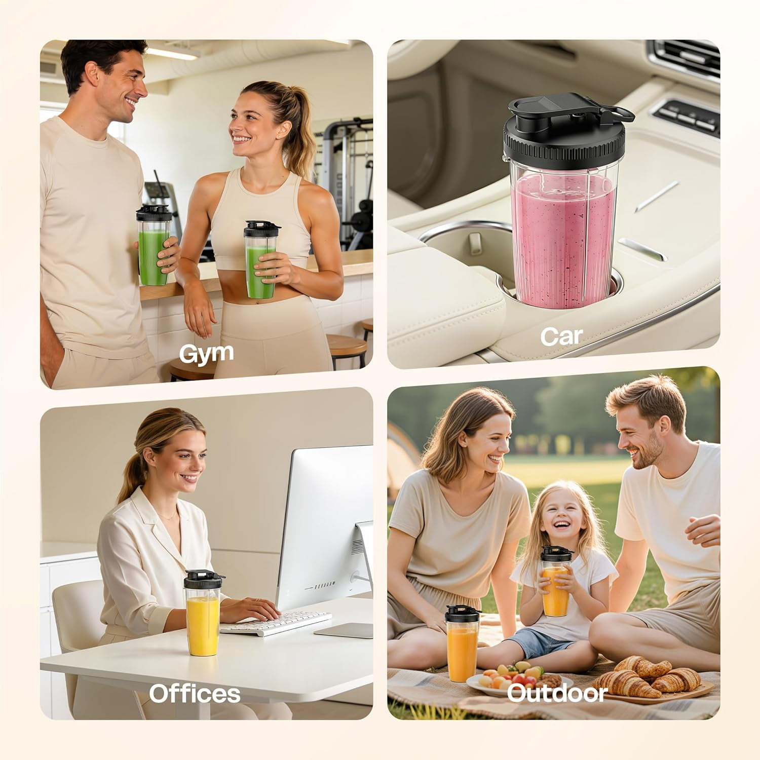 Mountain Country Soap Smoothie Blender, 450W Personal Blender for Kitchen and Blend Shakes,Smoothies,Frozen Drinks, Baby Food with 2 No-BPA Portable Cups-Silver