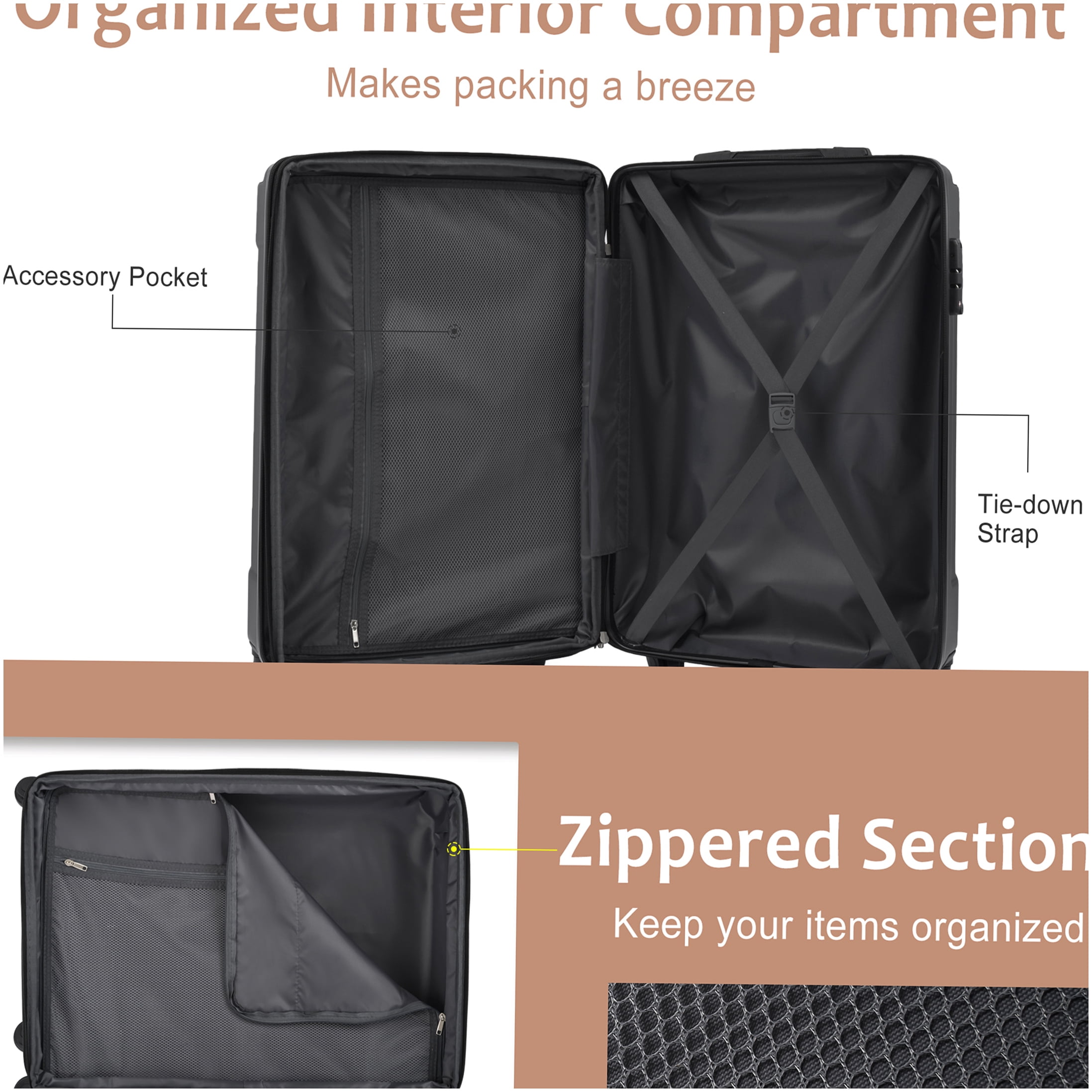 28-inch Expandable Hardshell Luggage with Double Wheels & TSA Lock, Lightweight ABS