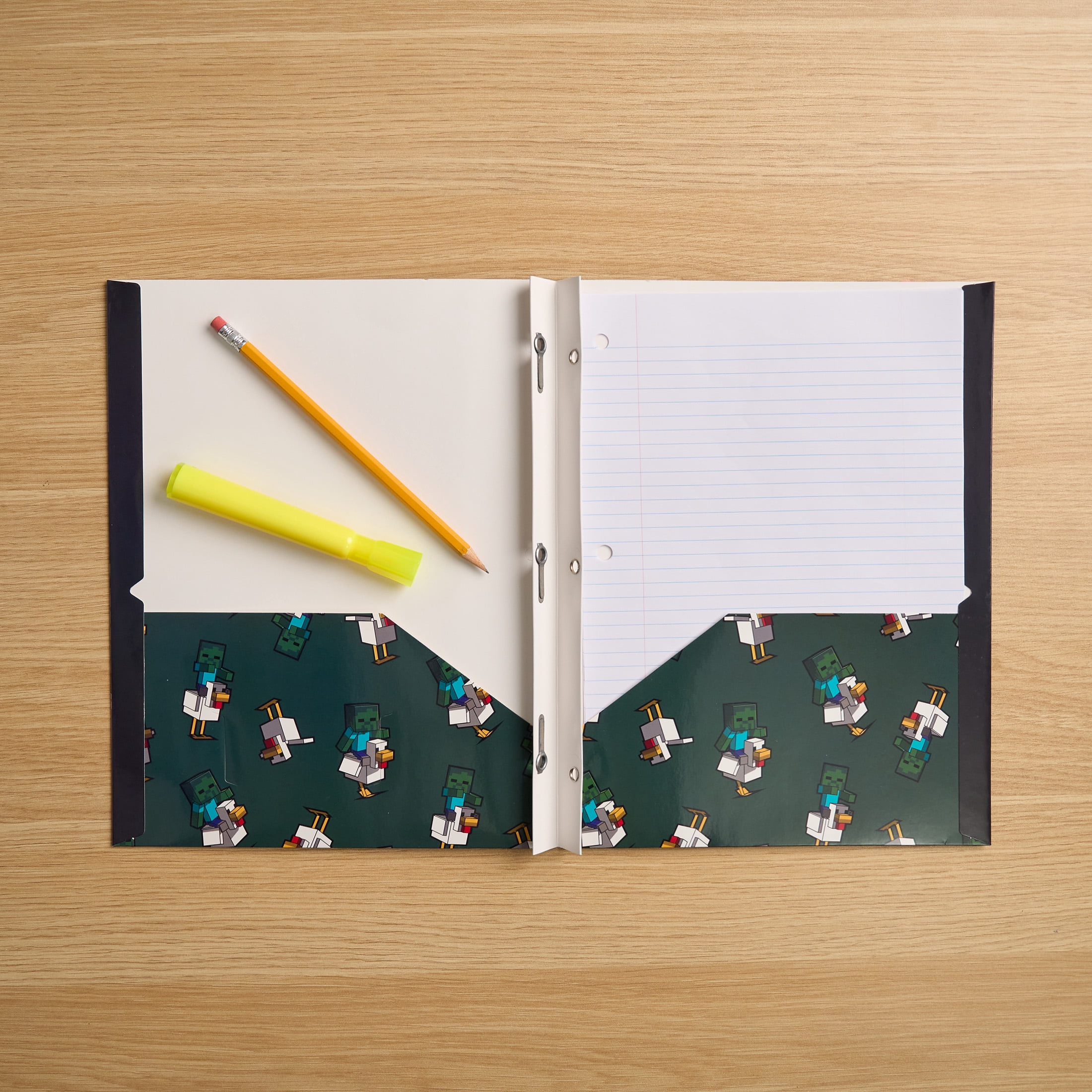 Minecraft Letter Size Paper 2-Pocket Folder with Prongs, Multi-Color