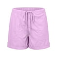 thumbnail image 6 of Shorts for Women Plus Size Casual Summer Beach Drawstring With Pockets Loose Cute Vacation Trendy Cargo Gym Bike Pull On Jogger Purple Short Pants Sizes 5XL, 6 of 7
