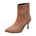 thumbnail image 3 of Womens Chic Ankle Booties Pointed Toe Stiletto Heel Shoes Side Zip Faux Suede Fashion Short Party Evening Date Night Office Daily Wear Boots, 3 of 10