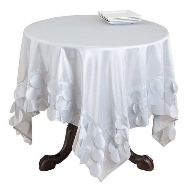 SARO 820.S60S 60 in. Square Circle Design Tablecloth - Silver