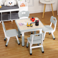 thumbnail image 1 of Height-Adjustable Kids Table with 4 Chairs, Arts & Crafts Set with Graffiti Desktop for Classroom, Daycare & Home, 1 of 9