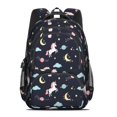 thumbnail image 2 of Unicorn and Planet Black Pattern Backpack for School, Cute School Bag with Adjustable Shoulder Straps and Padded Back, 16.9"x12.6"x5.9", 2 of 5