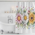 thumbnail image 3 of Colorful Daisy Floral Shower Curtain, Waterproof Shower Curtains for Bathroom, Spring Flowers Botanical Leaves Rustic Washable Fabric Bathtub Curtain Set Bath Decor with 12 Hooks Long 72"x84", 3 of 8