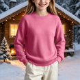 thumbnail image 2 of BLVB Boys Girls Knit Sweater Long Sleeve Crewneck Solid Color Soft Loose Pullover for Teen Kids Cozy Casual Fall Winter Jumper Top(Watermelon Red,15-16 Years), 2 of 7