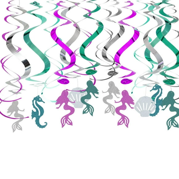 MasteelfCA 30pcs Mermaid Theme Hanging Swirl Decorations Under the Sea Ocean Theme Spiral Party Supplies