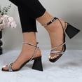 thumbnail image 4 of COM STAR Women’s Rhinestone Strappy Wedge Sandals Open Toe Ankle Strap Dress Heels for Party Evening Wedding Summer Shoes, 4 of 9