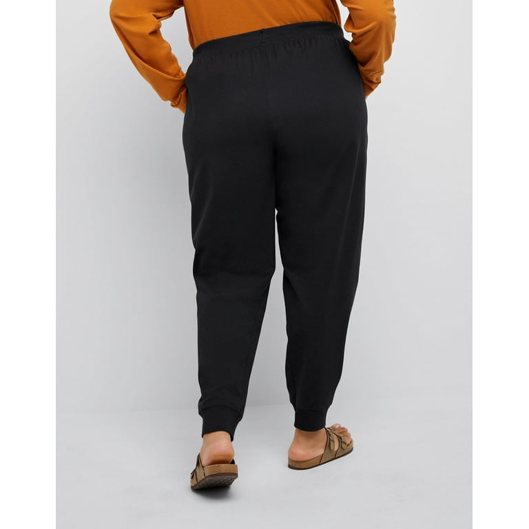 Hanes Originals Women s Cotton Joggers 29 Plus Size Black 3X Walmart