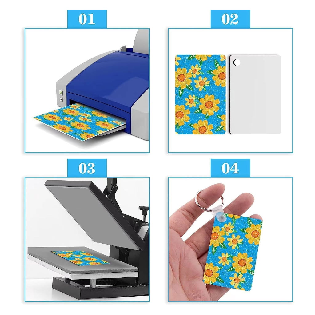 WINDLAND 200Pieces Sublimation Blanks for DIY Keychain Craft Ornament with Tassel