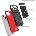 thumbnail image 3 of Case for iPhone 11,Military Grade [Built-in Kickstand] with Card Holder Dual-Layer Design Heavy Duty TPU+PC Shockproof Protection Phone Case foriPhone 11,6.1 inch (Red), 3 of 18