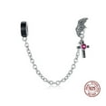 thumbnail image 1 of Flying Wing Cross Silver Silicone Positioning Safety Chain Dark Night Wing Bracelet DIY Bead, 1 of 5