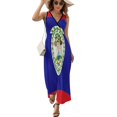 thumbnail image 2 of Flag of Belize Womens Night Club Maxi Dress V Neck Sleeveless Bohemia Long Dresses, 2 of 9