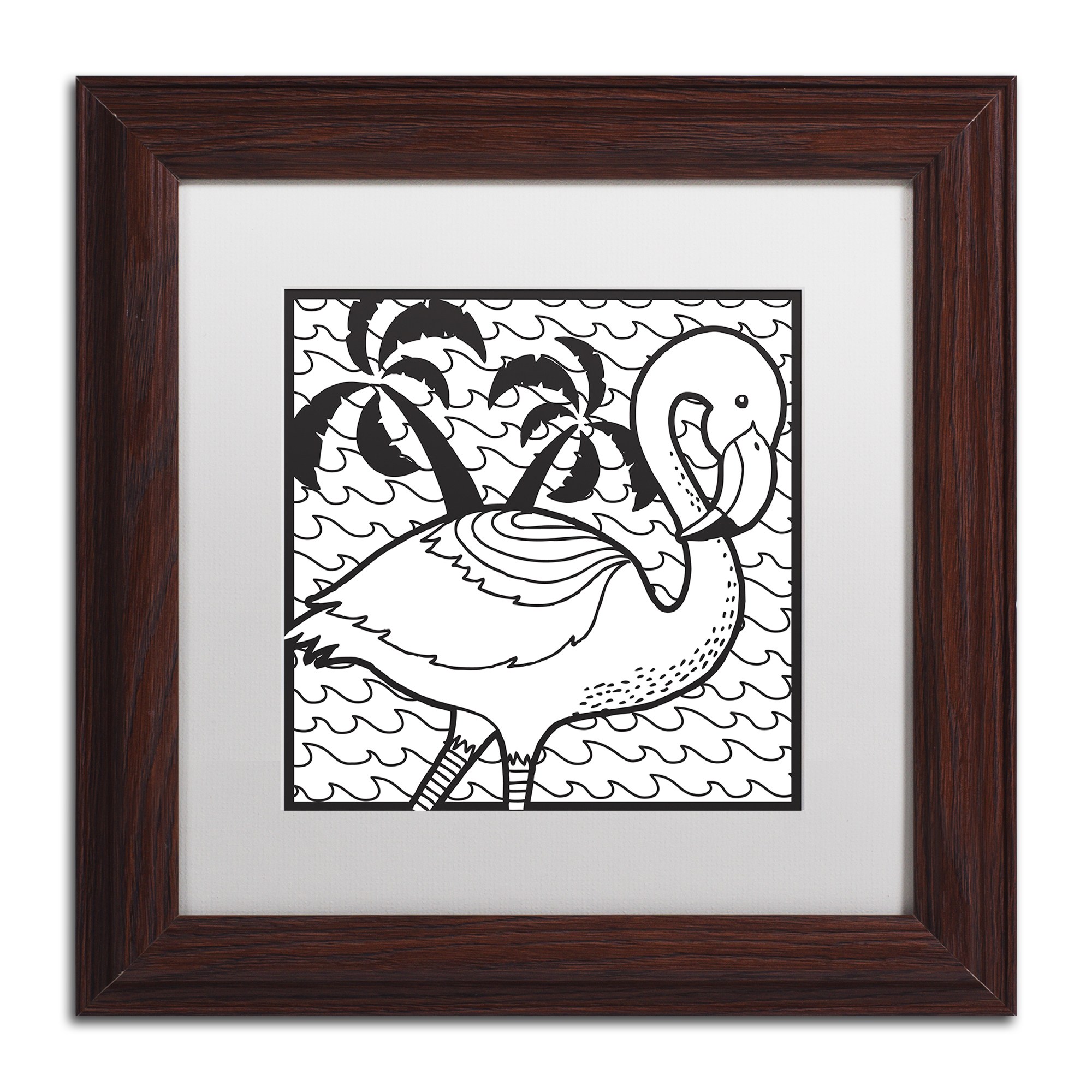Trademark Fine Art "Flamingo" Canvas Art by Hello Angel, White Matte, Wood Frame