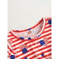 thumbnail image 5 of Kids Baby Girl Independence Day Dresses, Short Sleeve Round Neck Striped Casual Party Street Princess Dress Head Band, 5 of 8