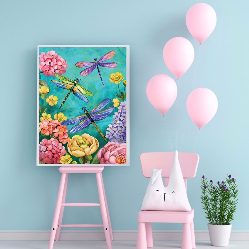 OkarinaArt Kit De Pintura Por Números Con Marco – Libélula E Insectos – Lienzo 20×30 Cm, Regalo Creativo Para Adultos Y Decoración DIY