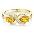 thumbnail image 2 of Gem Stone King 18K Yellow Gold Plated Silver Engagement Ring Oval Citrine and Moissanite (0.97 Cttw) (Size 9), 2 of 5
