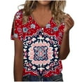 thumbnail image 4 of ATENAR Shirts for Women Summer Short Sleeve T Shirts for Women Casual Tee Red M, 4 of 5