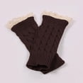 thumbnail image 5 of AWZXDE Knitted Mittens Lace Casual Fingerless Half Gloves for Women - Stylish and Versatile Knit Solid Gloves Brown,A, 5 of 6