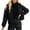 Black, variant on Fartey Women's Cropped Puffer Jacket Trendy Solid Color Stand Collar Coat Full Zip Quilted Coats Winter Long Sleeve Warm Outerwear with Pockets