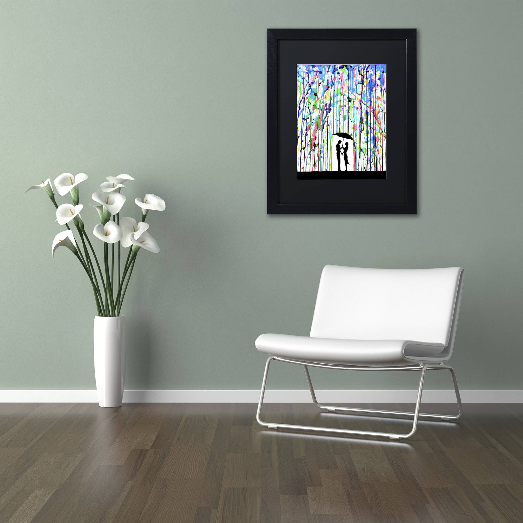 Trademark Fine Art 'Pour Deux' Canvas Art by Marc Allante, Black Matte, Black Frame