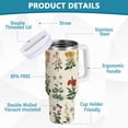 thumbnail image 2 of Yayeee 30oz Stainless Steel Tumbler with Straw and Handle Double-Wall Insulated Travel Water Bottle, Red Floral, 2 of 8
