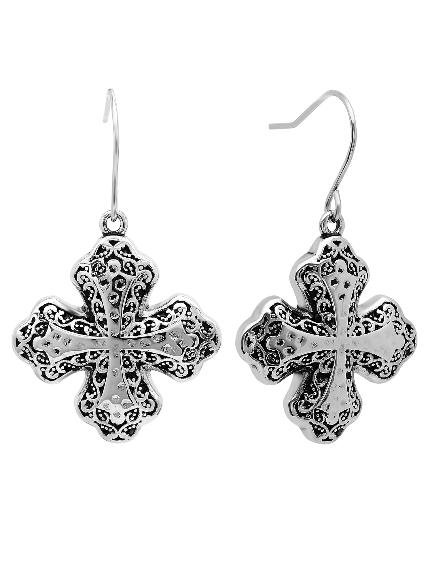 Women's Stainless Steel Dangle Cross Earrings