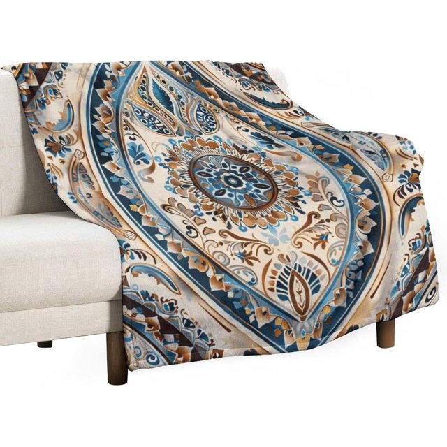 Manta abstracta con diseño de flores bohemias para sofá, suave y acogedora, con diseño de mandala místico y vintage, para acampar y viajar, 50 x 60 pulgadas
