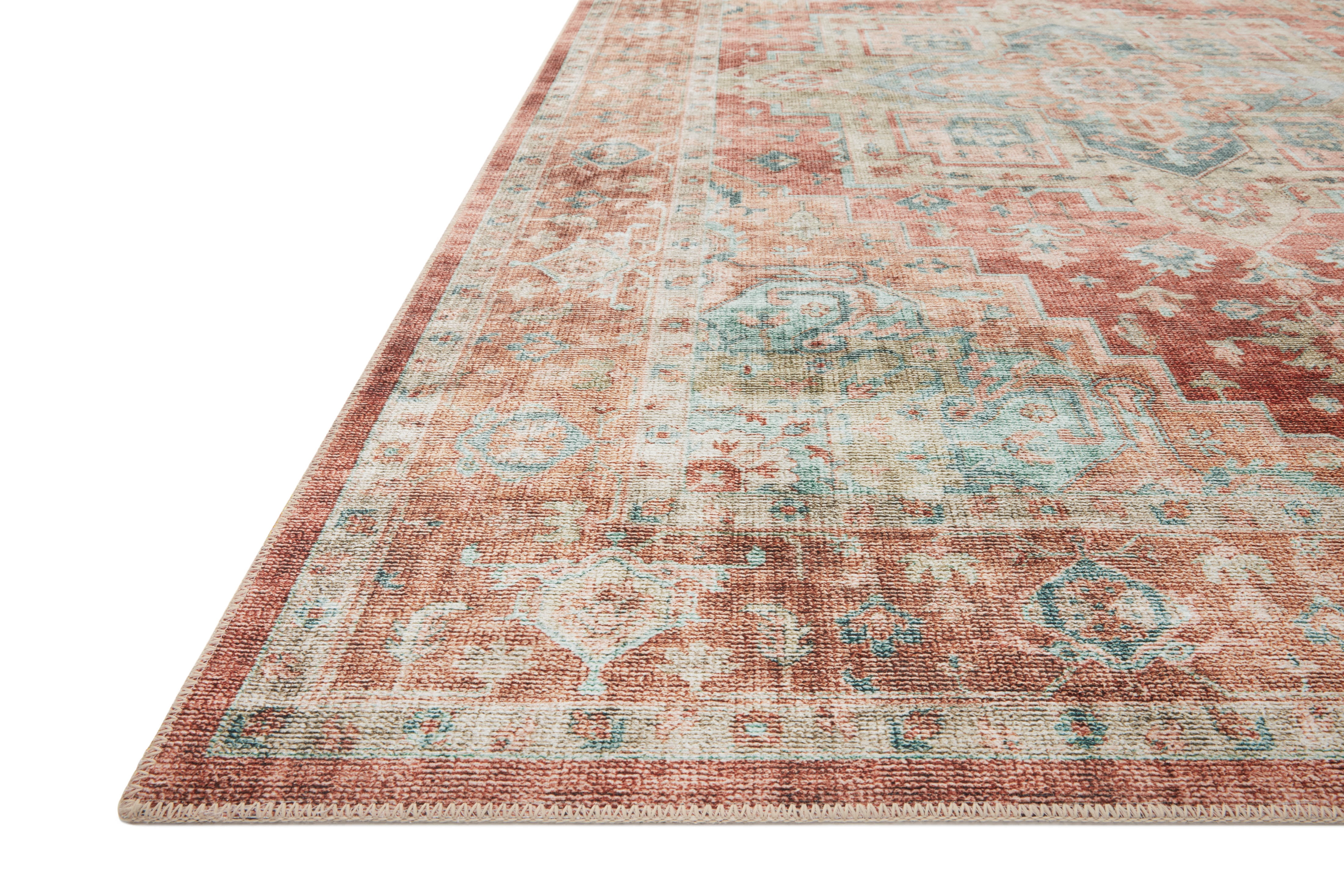 Loloi Heidi Collection HEI-01 Terracotta / Aqua, Oriental Area Rug 5'-0" x 7'-6"