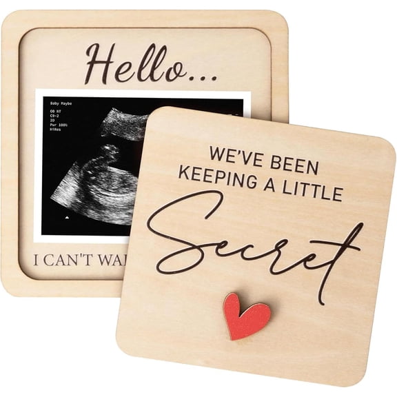 Wooden DIY Sonogram Picture Frame Memory Box 7x5cm Pregnancy Reveal Commemorative for Home Bedroom Shelf Apartment Party (A)