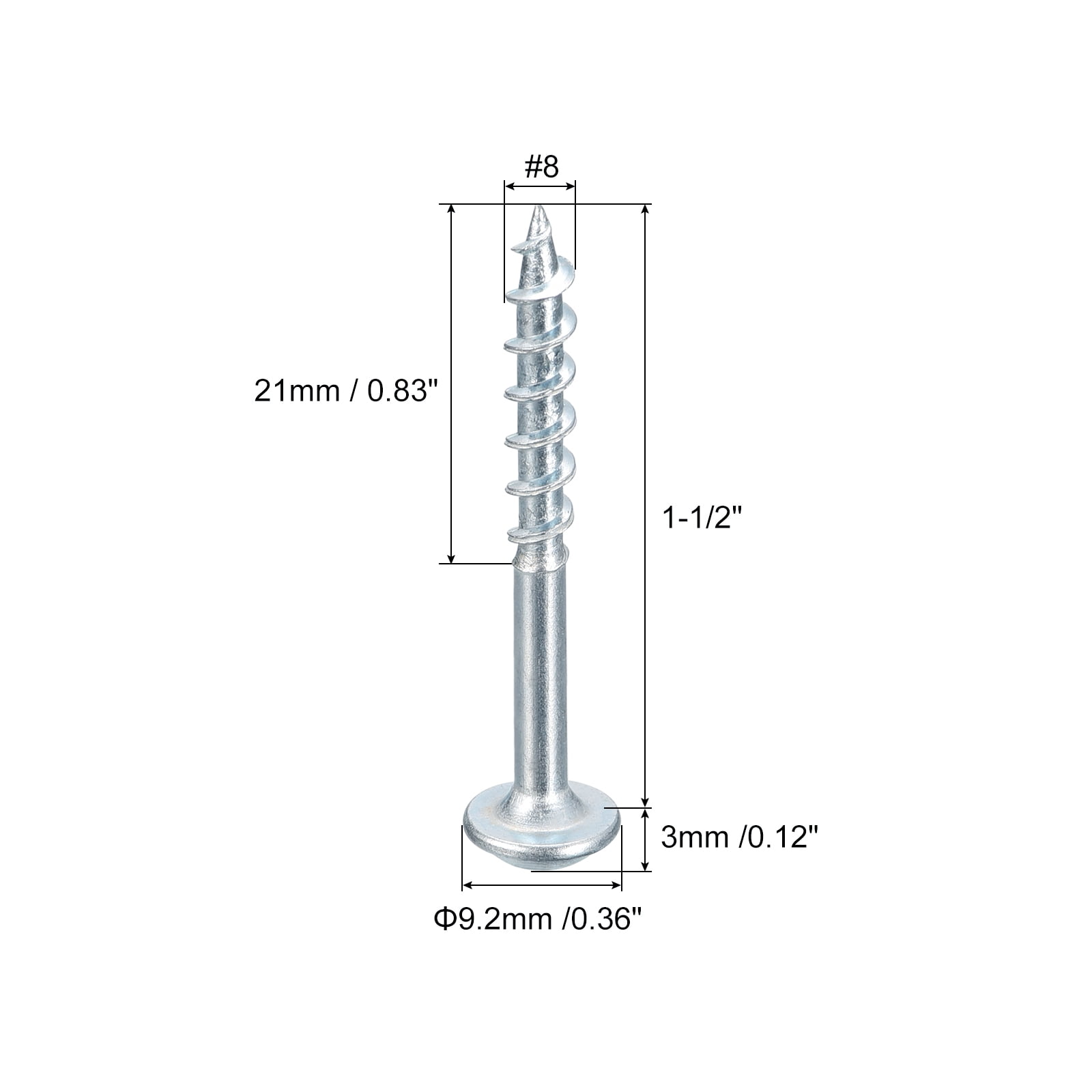 #8x1-1/2" Pocket Hole Screws, 150 pack Square Drive Self Tapping Wood Screws, Zinc Plated
