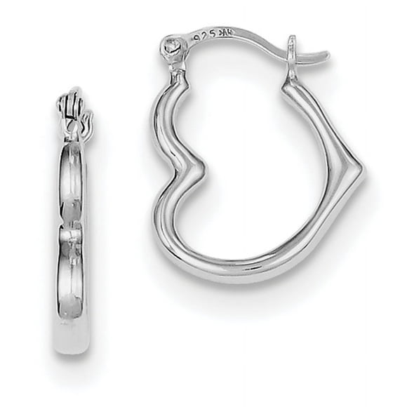 Sterling Silver Boucles d'Oreilles Coeur Creux Plaqué Rhodium QE8757 Suisse