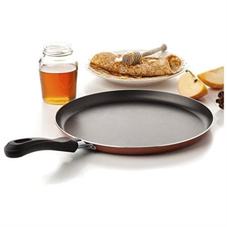 Large Crepe Pan 10 Inch Nonstick Coating and Bakelite Handle - Easy pancakes omelette fried eggs tortilla pancake pita bread Cookware - Best Crepes Pan Rounded Base