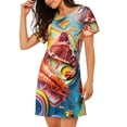 thumbnail image 2 of Rocae Surreal Seafood Extravaganza for Nightgowns for Women Sleep Shirts Short Sleeve Nightshirt Pullover Nightdress, 2 of 6