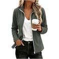 thumbnail image 2 of Feancey Womens Fleece Jackets Full Zip Stand Collar Lightweight Jacket Long Sleeve Casual Zip Up Cardigan Jackets Fall Outerwear with Pockets Dark Gray XXL, 2 of 8