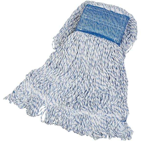 Basics Loop-End Rayon Finish Commercial String Mop Head, 5 Inch Headband, Medium, 6-Pack