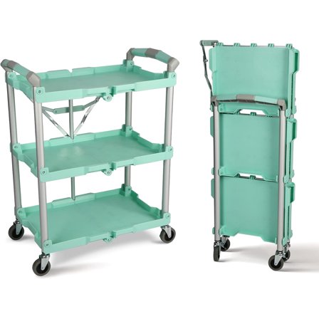 89-349 Pack-N-Roll Folding Collapsible Service Cart, 150LB Capacity, Teal