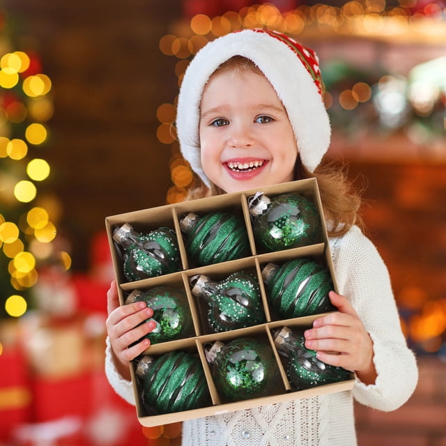 Ganfancp Set de Adornos para El Árbol de Navidad Bola Inastillable Adornos Colgantes para La Decoración Del Árbol de Fiesta Ofertas Del Día Liquidación 1 X 1 Juego de 9 Bolas de Navidad