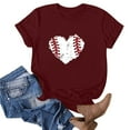 thumbnail image 4 of WREESH Women's Trendy Baseball Graphic Tee Round Neck Short Sleeve Fashion Out Blouse Wine, 4 of 4